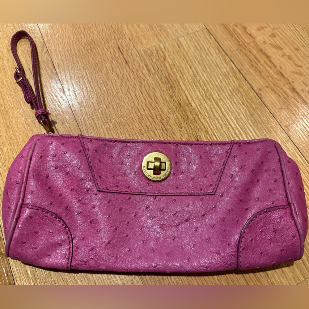 Marc Jacobs hot pink leather clutch